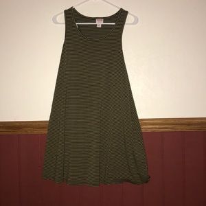 Mustard and brown striped dress